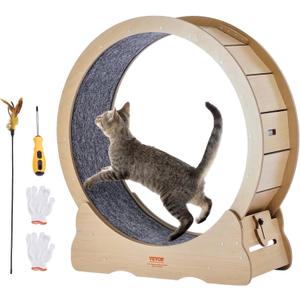 VEVOR Cat Exercise Wheel, Large Cat Treadmill Wheel for Indoor Cats, 35.8 inch Cat Running Wheel with Detachable Carpet and Cat Teaser for Running/Walking/Training, Suitable for Most Cats