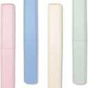 Mulbozy 4 Packs Portable Travel Toothbrush Case, Breathable Plastic Toothbrush Holder for Home, Travel, Business, Camping, School (Pink, Blue, Beige, Green)