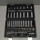 VEVOR Socket Set, 44 Pieces, 3/8 inch Drive Socket and Ratchet Set, SAE and Metric, Deep and Shallow, Mechanic Tool Kit with Accessories and Storage Case, CR-V Alloy Steel, for Automotive Repair