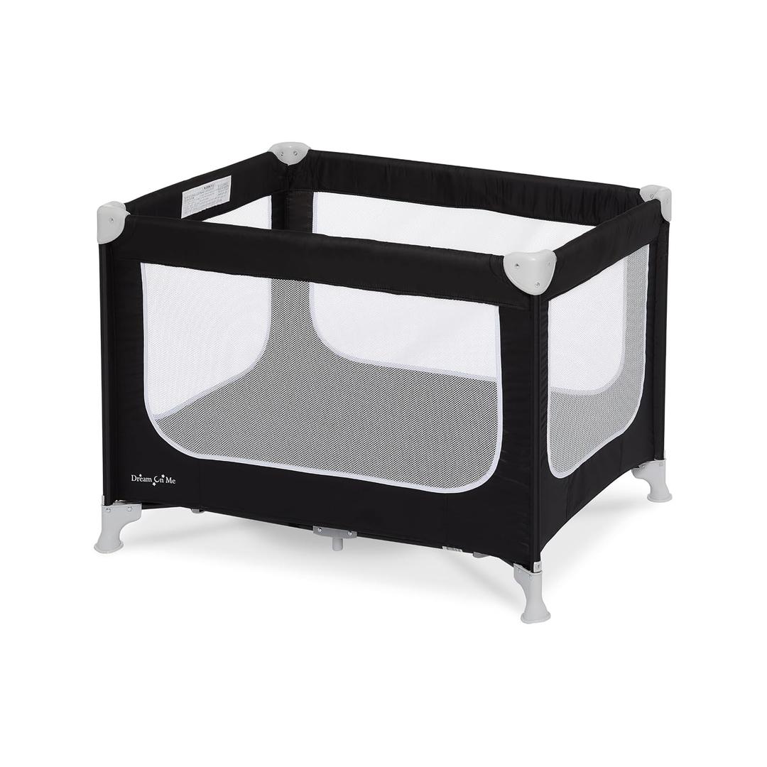 Dream On Me Zodiak Portable Playard, Compact for Travel, Carry Bag, Black | Removable Mattress Pad, Mesh Sides, Quick Fold, 30 Lb Limit - ASTM Tested for Infants & Toddlers, Indoor & Outdoor Use, 40 x 28.5 x 29 inches