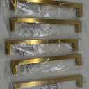 5 Pack Brushed Gold Cabinet Pulls Square Dresser Handles, 5 Inch / 128mm Hole to Hole Cabinet Handles Stainless Steel Cabinet Hardware, Kitchen Drawer Pulls for Cupboard Wardrobe Vanity