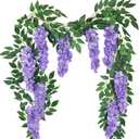 CISDUEO Wisteria Hanging Flowers Wisteria Flowers Vine Garland Wedding Arch Decoration Purple Blue 6.56 Ft Artificial Wisteria Vines Hanging Flower Vines Silk for Party Garden Home Table Backdrop