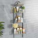 ODesign 3 Tier Anti-Swing Hanging Shower Caddy Height-Adjustable Shower Caddy Over Shower Head-Over The Door -Organizer Bathroom Shelves-Large Shower Caddies Rack -Dark Grey