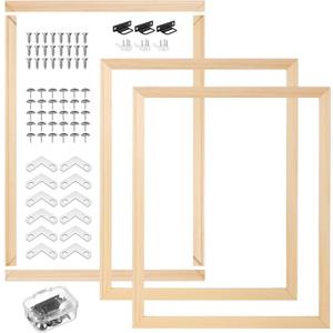 3 Pcs DIY Canvas Stretcher Bars Kit, 15.7 x 19.7 in Solid Wood Frames, Removable Lightweight Stretching Canvas Frame for Oil Painting, Diamond Art, Prints, Posters and Embroidery Supplies