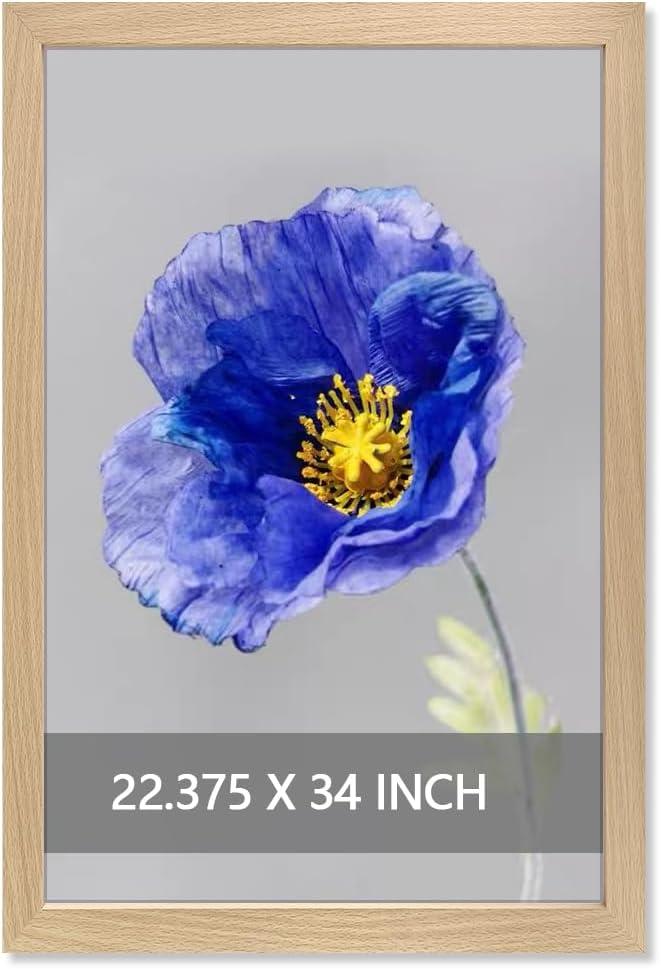 VNVNK 22.375x34 Frame Wood Color, Perfect for 22.375x34 Inch Poster without Mat, Horizontal or Vertical Wall Mounting, Home Decor Picture Frame-1 PC