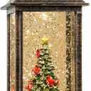 VISFLAIR 10'' Lighted Christmas Tree Cardinal Music Snow Globe Water Lantern with Swirling Glitter Decoration for Christmas Home, Living Room, Battery Operated or USB Powered