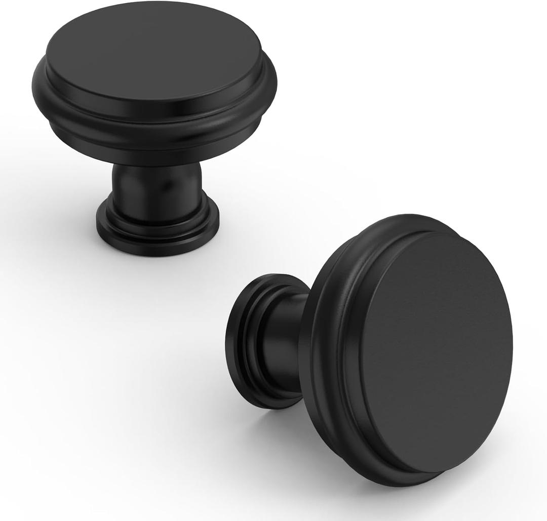 Asidrama 6 Pack Matte Black Kitchen Cabinet Knobs Cabinet Hardware Zinc Knobs for Dresser Drawers
