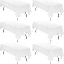 8 x YMHPRIDE 6 Pack White Polyester Tablecloths, 60 x102 inch, Rectangular, Classic, Solid, Wrinkle Resistant, Machine Washable, 6FT Table Covers for Wedding, Party, Banquet, Buffet