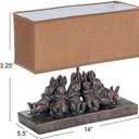 Creative Co-Op Resin Rabbit Table Lamp with Rectangle Linen Shade, Bronze Finish