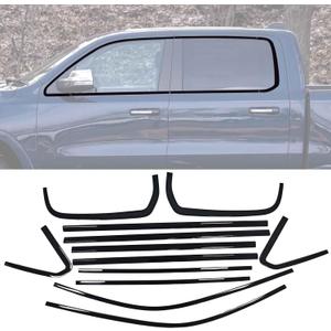 Black Window Trim for 2019-2026 Ram 1500 Crew Cab Chrome Delete Blackout