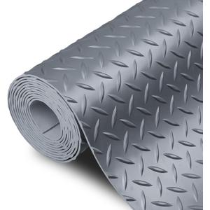 SEAL 4 x 6 Ft Premium Garage Floor Mat, 2.8mm Thickened Gray Commercial Grade Heavy Duty Parking Mat for Garage Floor, Golf Cart Parking, Water/Stain Resistant Floor Runner (Embossed Diamond Plate) (4 x 6 Feet)