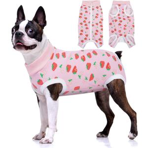 BRKURLEG Dog Recovery Suit After Surgery Female Male, Back Zipper Spay Recovery Suit for Dogs & Cats, Anti-Licking Puppy Surgical Onesie for Abdominal Wound, Cone Alternative, Pink XL