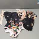 Women's One Piece Swimsuit with Beach Cover up Wrap Skirt Sarong Retro Floral Print Bikini Set Two Piece Bathing Suit M