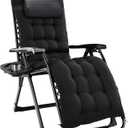Simple Deluxe Zero Gravity Chair, Premium Outdoor Lawn Folding Lounge Recliner with Removable Pad & Headrest & Side Cup Holder Tray for Indoor and Outdoor, Black