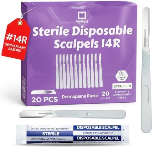 MyMed Disposable 14R Dermaplane Scalpels, Dermaplaning Razors - Pack of 19 Dermaplane Razor for Women Face, Women's Disposable Shaving Razors