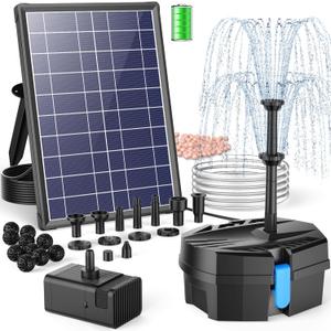 POPOSOAP 8W Solar Pond Filter Built-in 3600mAh Battery Backup, Solar Pond Filter with Water Pump, Solar Water Fountain Pump for Ponds Fish Tank Bird Bath Waterfall Garden DIY Water Feature P3081D