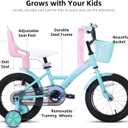KEANO Zinnia 14 16 20 Inch Kids Bike for Girls Ages 3-10 Years, Girls' Bikes with Training Wheels, Streamers, Basket and Doll Seat, Children Bicycles
