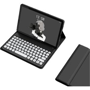 Keyboard Case for Lenovo Tab M10 Plus 3rd Gen 10.6 Inch, Cute Color Folio Stand Cover with Round Key Magnetic Detachable Keyboard for M10 Plus FHD Tablet(TB-125FU TB-128FU TB-128XU), Black (Tab M10 Plus 10.6inch 2022)