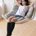 4 Pairs knee high socks for women Bamboo Calf Dress Long Athletic Tall Tube Socks for Outdoor Sport (Medium, Black, Grey)