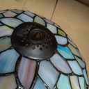 Tiffany Table Lamp, Stained Glass Style Desk Lamp, 12x12x19 Inch,Bedside Reading Light, Metal Leaf Base（Seven Color Wisteria Style
