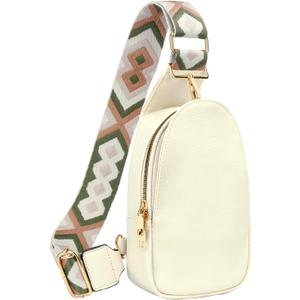 KKXIU Fashion Small Sling Bag for Women Leather Fanny Packs Chest Crossbody Cell Phone Bag Shoulder Travel Purse Gifts for Teenager (B-White)