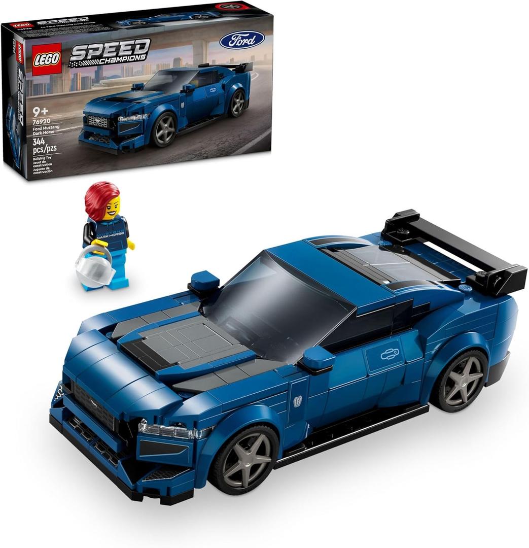 LEGO Speed Champions Ford Mustang Dark Horse Sports Car Toy, Buildable Ford Mustang Toy for Kids, Blue Car Model Set, Gift Idea for Boys and Girls Aged 9 Years Old and Up, 76920