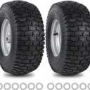 15x6.00-6nhs Lawn Mower Front Tire 4 Ply Tubeless 15x6x6 Lawn Mower 570 Lbs Tire and Wheel with 3/4" Bushing and 12 Spacers, Replacement for Garden Lawn Tractor Riding Lawn Mower, 2 Pack (Silver)