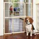 MYPET Wire Mesh Dog Gate: 29.5"-40" Wide, Pressure Mounted with No Tools; Expandable, Durable Pet Gates for Doors and Hallways, 37" Tall, Made with Sustainable Hardwood