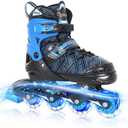 Nattork Adjustable Inline Skates for Kids Boys & Girls, Blue Black Red with Light up Wheels, Youth Blade Roller Skating for Beginners Large US 5-8