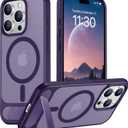 Temdan Magnetic Compatible with iPhone 15 Pro Max Case, [Built-in Invisible Kickstand][Compatible with MagSafe] [Military Grade Shockproof] Slim Translucent Matte Phone Case for iPhone 15 Pro Max 6.7" (Purple)