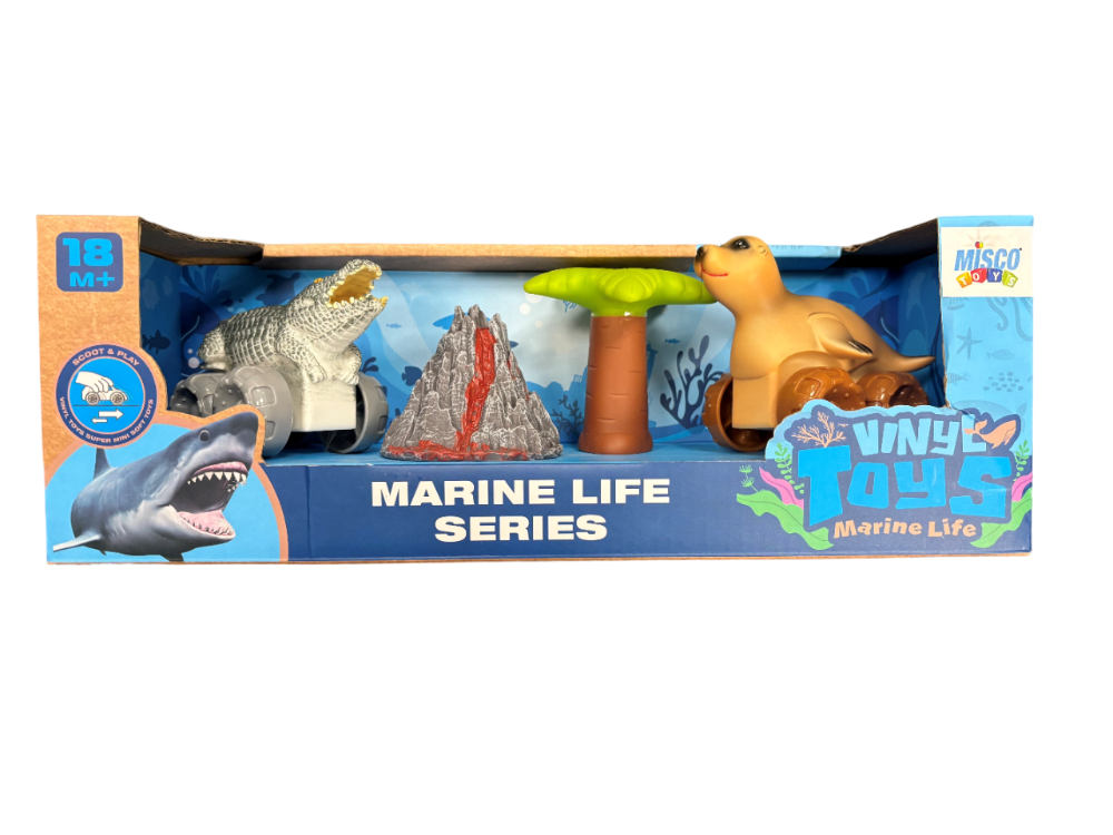 MISCO PUSH ROLL 4PC SET SOFT SQUEEZABLE VEHICLES MARINE LIFE CARS