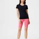 Womens Seamless Short Sleeve Workout Tee Featherlight Nylon Top for Gym Yoga Daily Wear (Black)