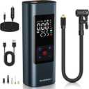 Tire Inflator Portable Air Compressor: Cordless Air Pump for Car Tires 150PSI - Tire Pump with Pressure Gauge for Car Bike Motorcycle Balls (Grey Blue)