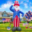 12FT Giant Patriotic Independence Memorial Day 4th of July Inflatable Outdoor Uncle Sam Decoration, LED Lights Holiday Blow Up for Fourth of July Party Garden Yard Lawn Decor