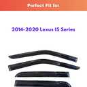 KPY Rain Guards Fit for 2014-2020 Lexus IS200t IS250 IS300 IS300h IS350 IS350F, Out-Channel Window Visors Vent Wind Deflectors 4PC, Car Accessories for 14-20 Lexus is Series