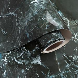 VaryPaper 32"x354" Black Green Marble Peel and Stick Wallpaper Marble Contact Paper for Countertops Waterproof Counter Top Vinyl Wrap Removable Self Adhesive Granite Wall Paper for Kitchen Bathroom