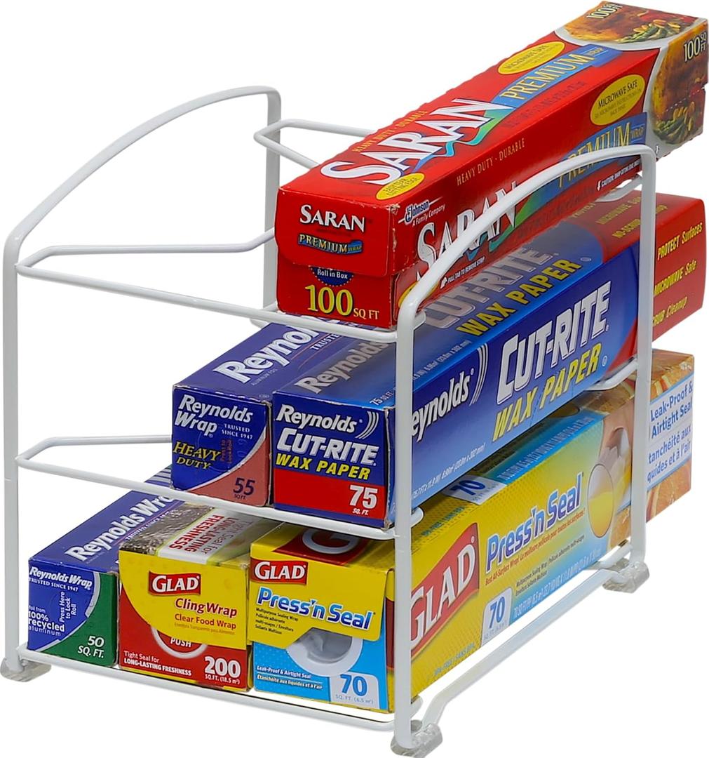 Simple Houseware Kitchen Wrap Organizer Rack, White (1 Pack)