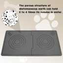 Stone Dog & Cat Food Mat, Diatomaceous Pet Feeding Mat for Water Bowls, Quick Drying Non-Slip Mat for Floors (Grey, 30" x 16")