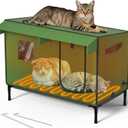 Large Heated Outdoor Cat House for Winter  Waterproof & Insulated Shelter with Soft Heated Pad, Elevated Base & Clear Window  Large Winter Cat House for Stray, Feral, and Barn Cats