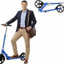 Non-Electric Scooters for Kids 8-12, Teens & Adults - Foldable Commuter Scooter with 8" Wheels, Bell, Hand Brake & Adjustable Height 30"-40.5", 220LB Capacity, Manual Push Scooter for Campus & Park