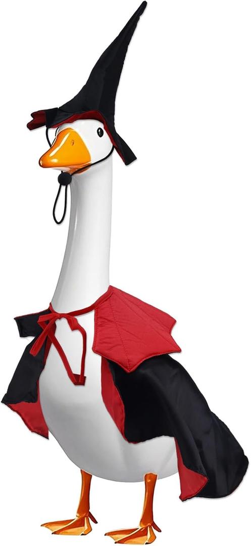 Halloween Goose Outfit, Spooky Clothes Set for 23 Inch Porch Goose Decor Funny Outdoor Garden Lawn Yard Patio Statue Art (Vampire Style)