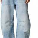 YUCACIILA Barrel Jeans for Women Mid Rise Wide Leg Baggy Boyfriend Ankle Denim Pants, XXL