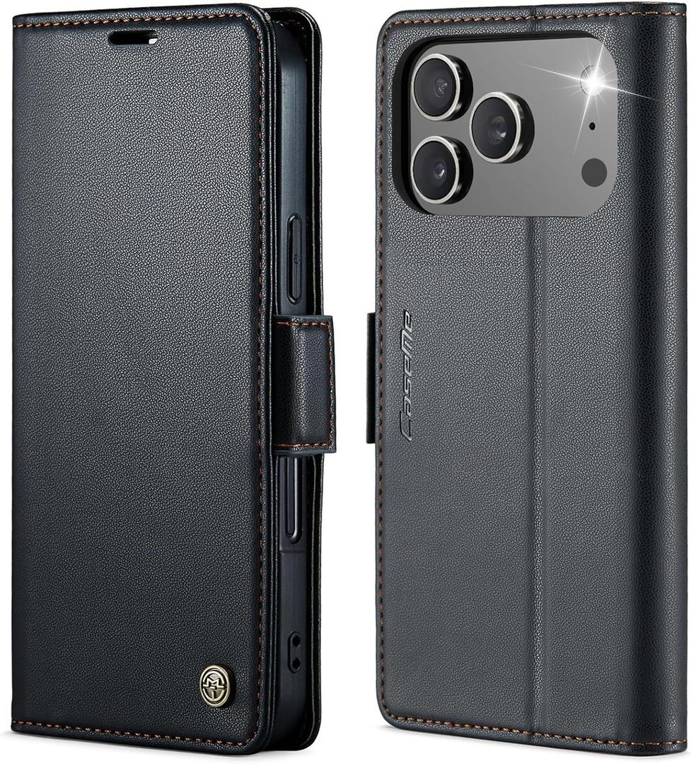 for Apple iPhone 17 Pro Max Case Wallet with RFID Blocking Card Holder for Women and Men, PU Leather Folio Flip Kickstand Protective Shockproof Wallet Phone Case for iPhone 17 Pro Max (Black)