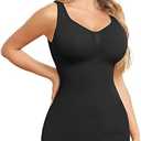 Shapewear Camisoles With Built in Bra Tummy Control Compression Tank Tops for Women Body Shaper Padded Tanks, L