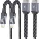 iPhone Charger Cable 2Pack 6FT, Nylon Braided Lightning Cable, [Apple MFi Certified] Fast Charging iPhone Charger Cord Compatible with iPhone 14 13 12 11 Pro Max XR XS X 8 7 6 Plus iPad and More (Grey)