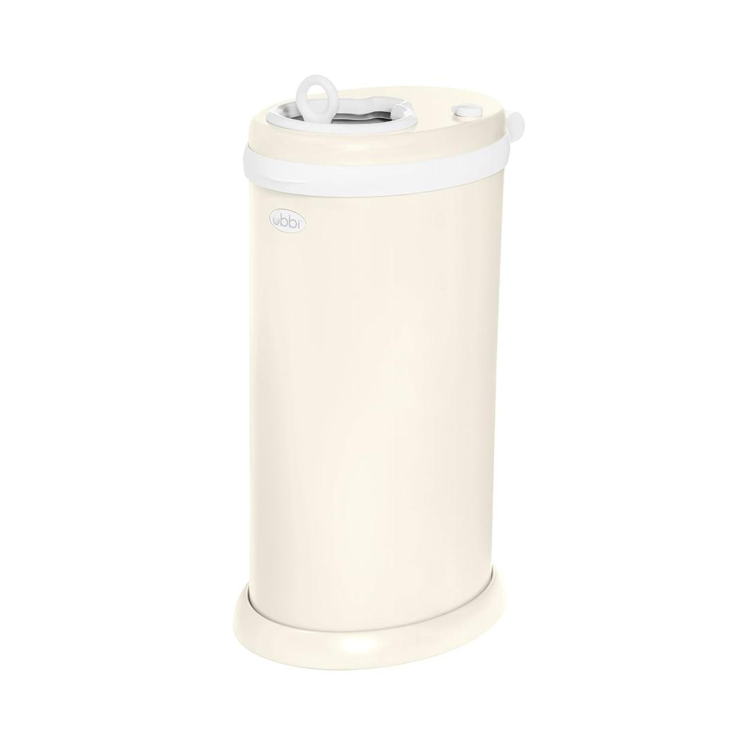 Ubbi Stainless Steel Diaper Pail, No Special Bag, Odor-Locking, Matte Ivory