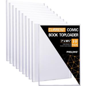 10ct Current Comic Book Toploaders - Modern Comic Book Top loaders, Crystal Clear Regular Comic Book Topload, Premium PVC Comic Book Holder, Crystal Clear Protection for Display, Storage, Collection