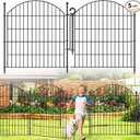 Decorative Garden Fence 32in (H) x12ft (L), 5 Pack No Dig Fence Animal Barrier for Dog with Lock, Arched Flower Bed Edging, Wire Border Panel Fencing for Yard Patio Outdoor Decor