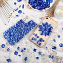 Chuangdi 500 Pcs Sew on Rhinestone Glass Crystals Acrylic Gems with 2 Holes Mix Shape Mix Size Flatback for DIY Jewelry Crafts Clothes Shoes Bag Costume Sewing Beads Decorations(Dark Blue)