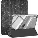 Case for iPad Air 11 Inch M4/M3/M2 (2026/2025/2024), iPad Air 5th/4th Generation 10.9 Inch (2022/2020) with Pencil Holder, Hybrid Clear Back Shell Sparkly Cover, Auto Wake/Sleep, Black